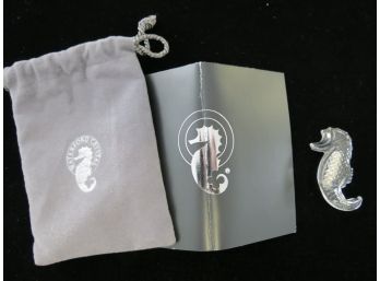 Waterford Crystal Seahorse Brooch With Paperwork And Pouch