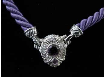 Sterling Silver .925 Judith Ripka Cord Silk And Diamonique Necklace