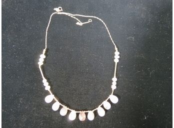 14KT Gold Necklace Pearls And Polished Stones