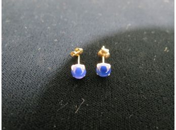 14KT Gold Star Sapphire Earrings