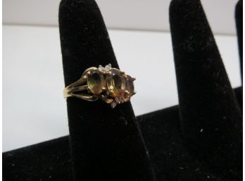10KT Yellow Gold Andalusite & Diamond Ring Rare Gemstone Size 7