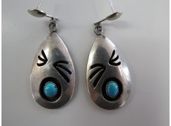 M. White Navajo Sterling Silver Native American Earrings