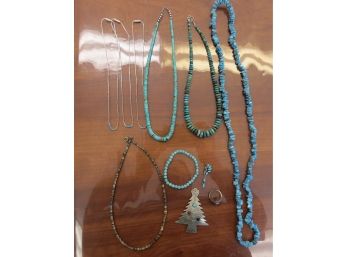 (11) Native American Turquoise Some Signed Some Sterling Silver Jewelry Lot