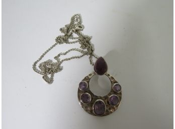 Sterling Silver .925 Purple Stone Necklace