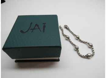 JAI By John Hardy Hammered Ball Bead Box Chain Sterling Silver Bracelet 8'