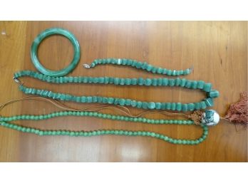 (5) Asian Jade And Bead Jewelry Lot