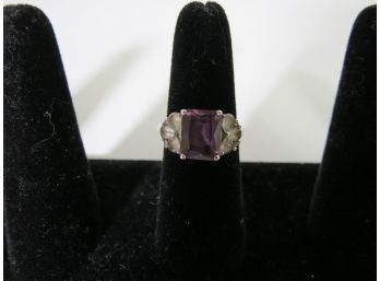 Sterling Silver .925 DK Amethyst Stone Ring Size 7
