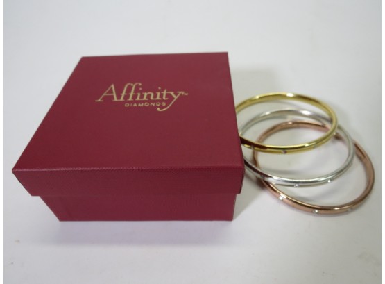 Affinity Tri Color Diamonique Bracelet 3 Bangles Set