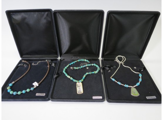 (3) Sterling Silver .925 SouthWest Turquoise Necklaces Kokopeli