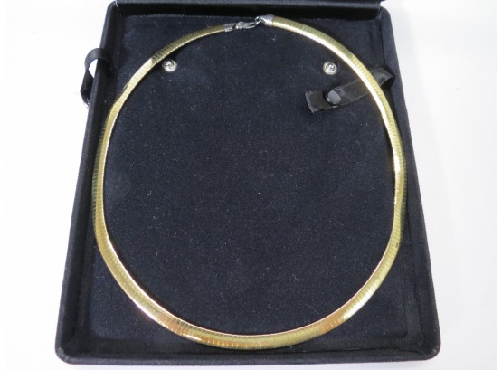 Sterling Silver Yellow Gold Plated Reversible Omega Chain Necklace
