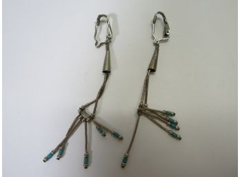 Vintage Sterling Silver Turquoise Southwestern Clip Earrings