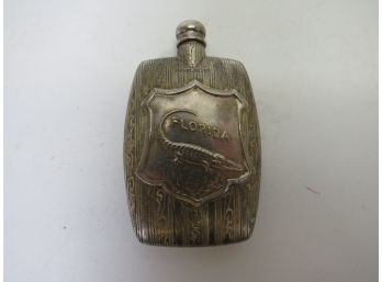 Antique Nickel Silver Perfume Holder Vintage Florida Souvenir