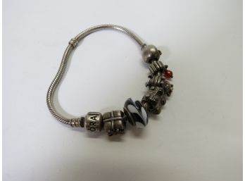 Sterling Silver .925 PANDORA ALE Snake Chain 7' Charm Bracelet 6 Charms