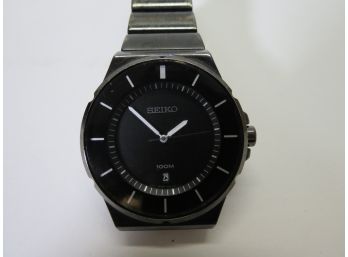 Seiko Men's Watch SGEG21 Quartz Black White Dial Date Stainless Steel
