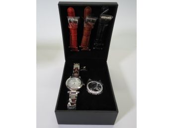 Ecclissi Sterling Silver Womens Watch In Box With 3 Bands And Changeable Case NIB