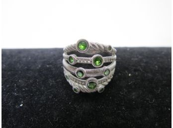 Judith Ripka Sterling Silver .925 Green Stone Ring SZ 10