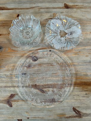 Set Of 4 Clear Glass Dishes