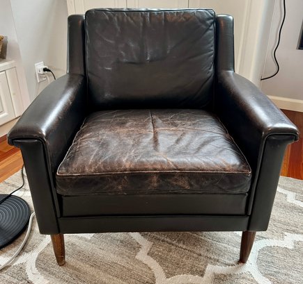 Midcentury Heavy Leather Armchair