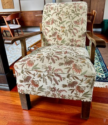 Vintage Oak Upholstered Armchair
