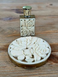 Compact & Miniature Perfume Bottle With Floral Design
