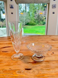 2- Pilsner Crystal Stemware Pieces And Small Compote Dish