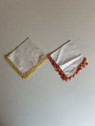 2 Ladies Vintage Handkerchiefs  With Tatting