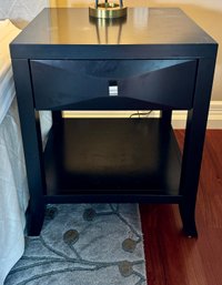 Black Wood Side Table/night Stand With Shelf And Drawer #2