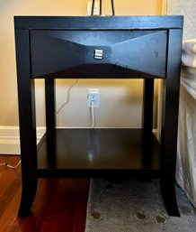 Black Wood Side Table With Shelf And Drawer # 1