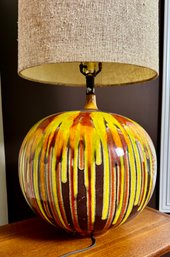 Vintage Mid-century Modern Large Ceramic Drip Glaze Lamp