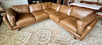 Midcentury Inspired Leather L Shape Sofa