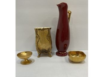 Set Of 4 Misc. Gold Dishes