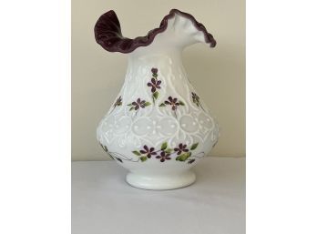 Fenton Spanish Lace Vase With Violets