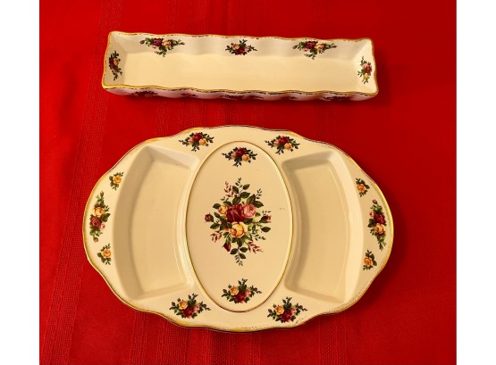 Pair Of Royal Albert Old Country Roses Trays
