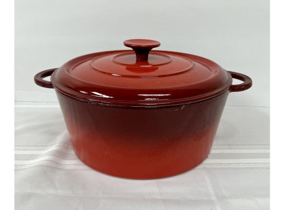 Red Enameled Cast Iron Dutch Oven W/lid