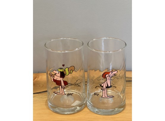 (2) Vintage Arby's BC Ice Age Drinking Glasses