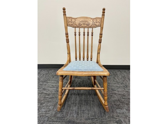 Vintage Pressed Back Oak Rocking Chair