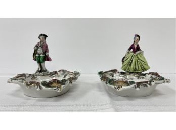 Set Of 2:  Ephila Porcelain Dish With Figurine
