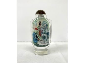 Glass Painted Snuff Bottle - Clear Glass/interior Painting