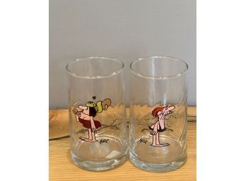 (2) Vintage Arby's BC Ice Age Drinking Glasses