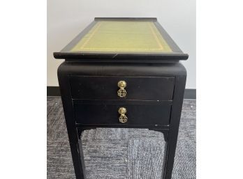 Asian Inspired 2 Drawer End Table - Leather Top