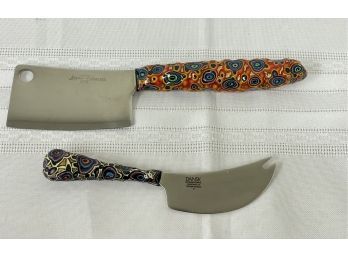 Two Art Handle Serving Knifes