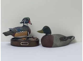 Wood Duck Decoy And Rodney Beckendorf Wood Sculpture Of Duck