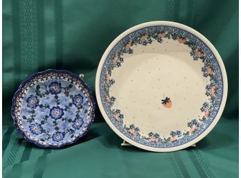 Polish Pottery Small Bowl & Pie Plate
