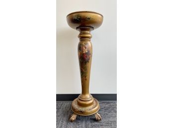 Gold Floral Painted Pland Stand - Ball & Claw Feet