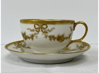 Limoges Fine Bone China: Gold Bow With Garland