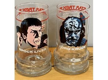 Vintage 1984 Star Trek Drinking Glasses From Taco Bell Set Of 2