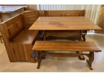 Kitchen Nook Trestle Table With Storage Benches