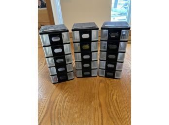 3 Small Plastic Containers With Drawers