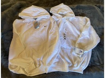 Lot Of 2: White Hooded Sweatshirts ~ Nike/Russell