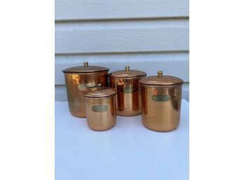 Set Of 4 Copper Canister